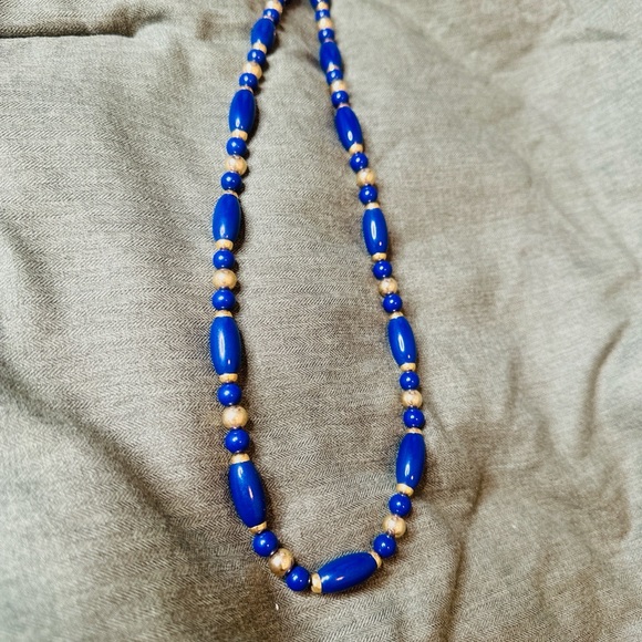 Vintage custom, blue and gold color necklace. - Picture 4 of 4